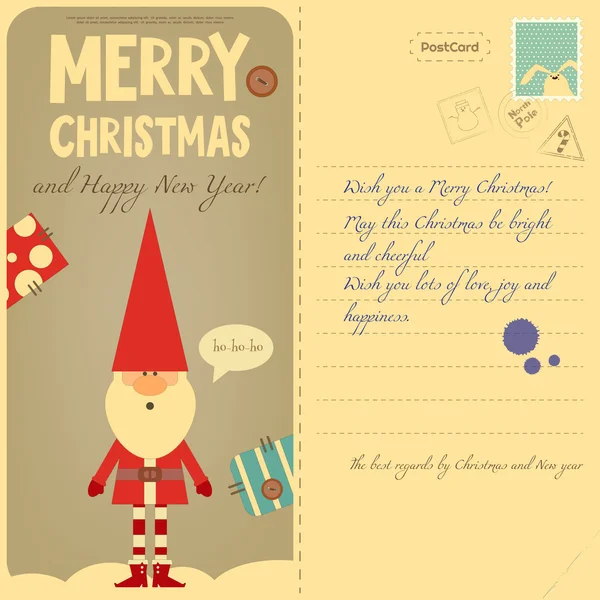 Ρετρό καρτ ποστάλ Χριστούγεννα — Διανυσματικό Αρχείο