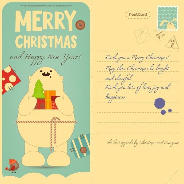 Postal retro de Navidad — Archivo Imágenes Vectoriales