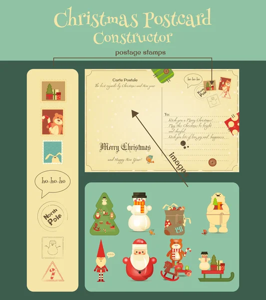 Navidad postal Costructor — Archivo Imágenes Vectoriales
