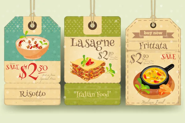 Etiquetas comida italiana Precio — Vector de stock