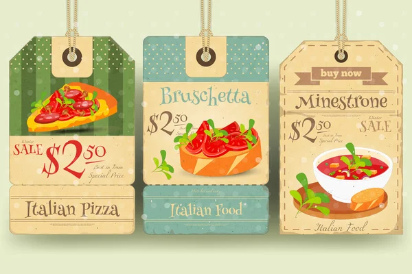 Etiquetas comida italiana Precio — Vector de stock