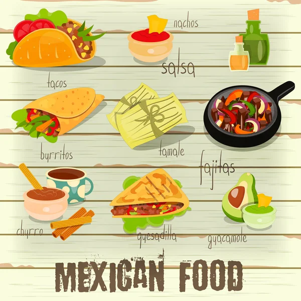 Menú de comida mexicana — Archivo Imágenes Vectoriales