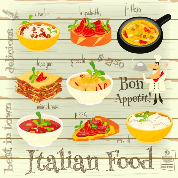 Italienische Speisekarte — Stockvektor