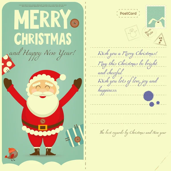 Vintage Postcard with Christmas and New Years Greeting — Stockový vektor