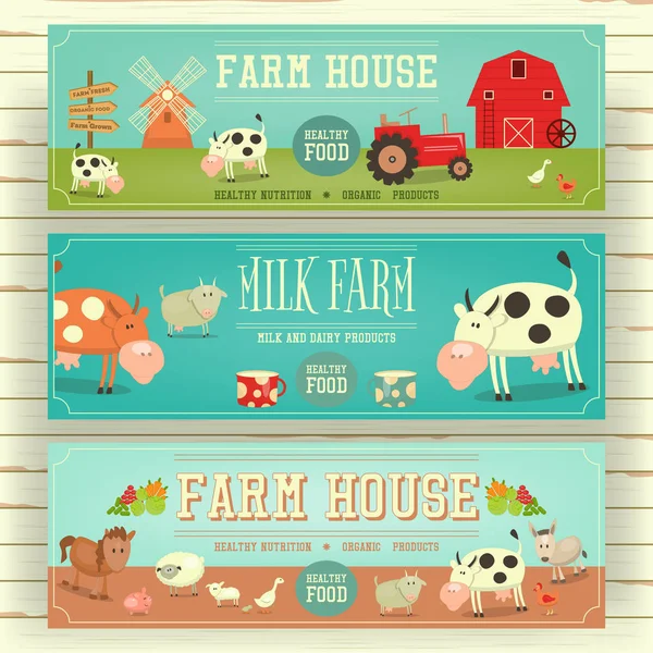 Farm ház Web Banner hős kép — Stock Vector