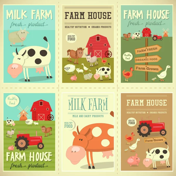 Farm House cartazes — Vetor de Stock