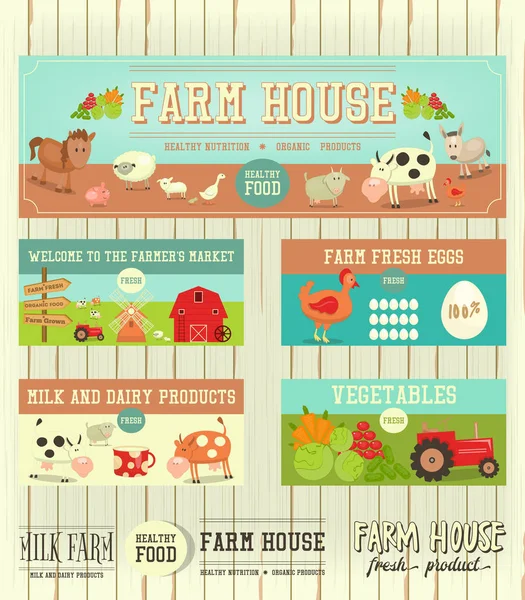 Farm House cartazes — Vetor de Stock