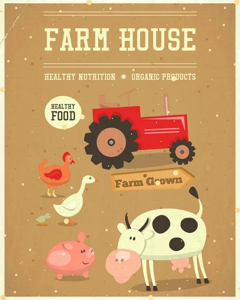 农场的房子海报 — 图库矢量图片