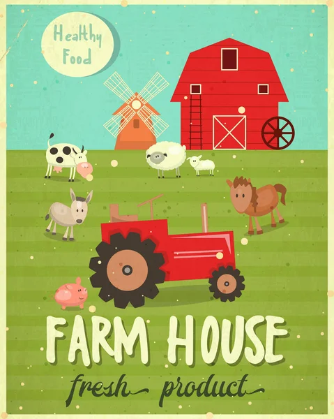 Çiftlik evi Poster — Stok Vektör