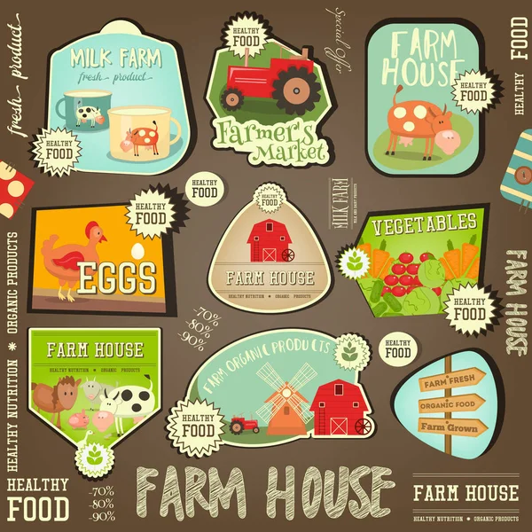 Farm Labels Collection — Stock Vector