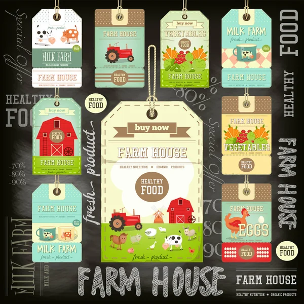 Farm Price Tag Label Collection — Stock Vector