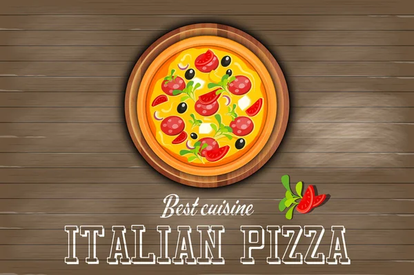 Poster vegetariano pizza — Vettoriale Stock