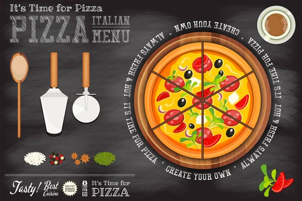 Pizza Póster vegetariano — Vector de stock