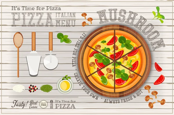 Pizza vegetarisch Poster — Stockvector