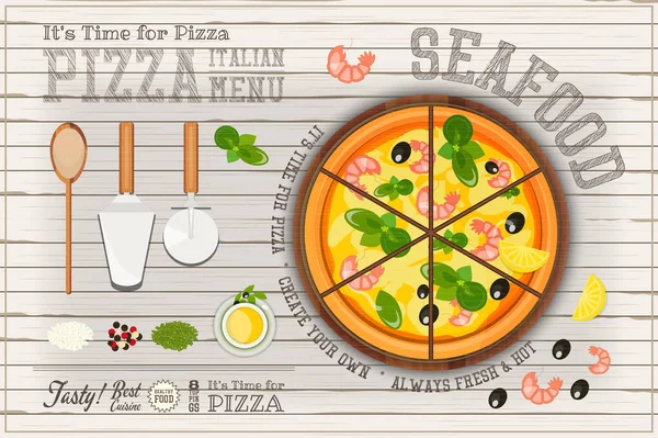 Affiche végétarienne pizza — Image vectorielle