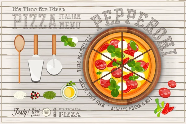 Pizza Vegetarian Poster — Stock Vector
