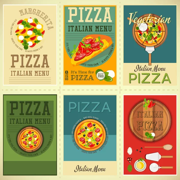 İtalyan Pizza Poster Seti — Stok Vektör