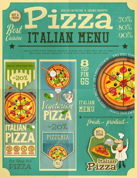 İtalyan pizza menü — Stok Vektör