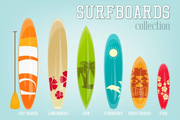 Colección de tablas de surf — Vector de stock