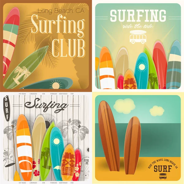 Surfing affischer Set — Stock vektor