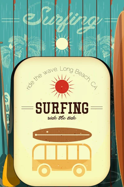 Póster de surf retro — Archivo Imágenes Vectoriales