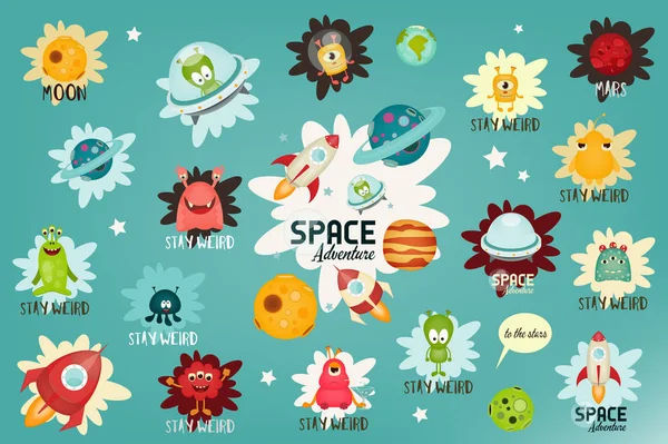 Space Labels Set — Stock Vector