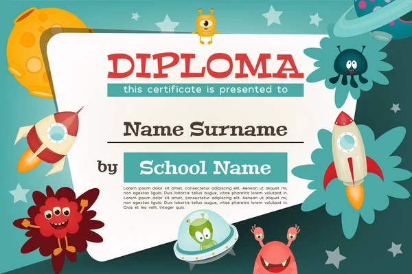 Certificado de diploma de niños — Archivo Imágenes Vectoriales