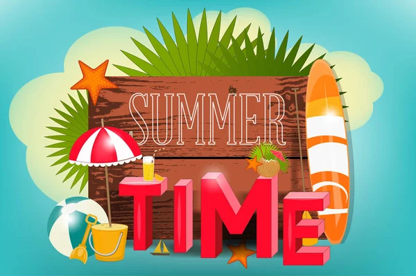 Summer Time Poster — Stock Vector