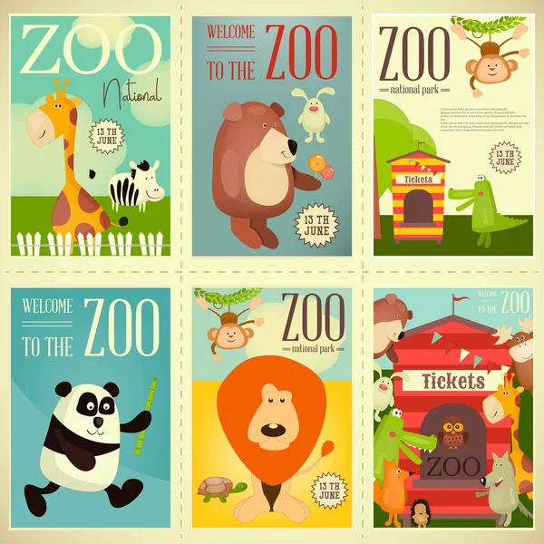 Parque Zoológico Posters — Vetor de Stock