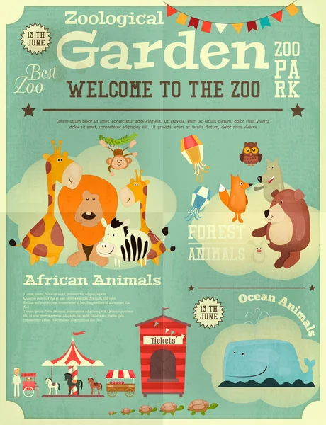 Affiche du parc zoologique — Image vectorielle