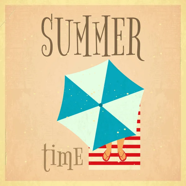 Summer Time Retro Square Poster — Stock Vector