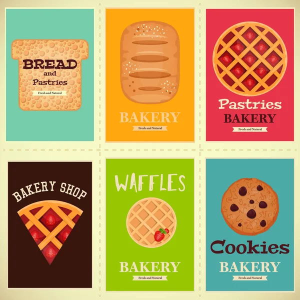 Bakery Shop Posters Set — Stock Vector