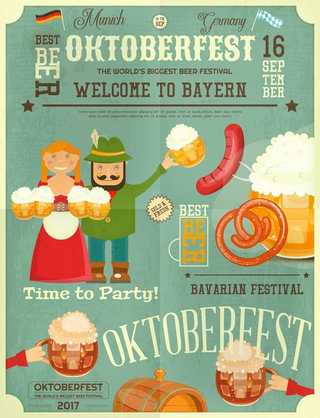 Oktoberfest bierfestival — Stockvector