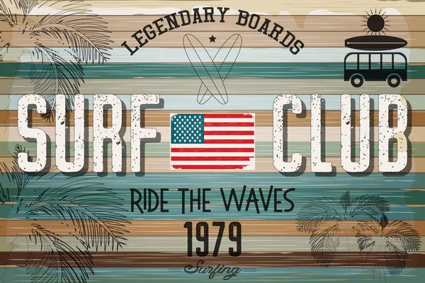 Cartel de surf Retro Grunge — Vector de stock