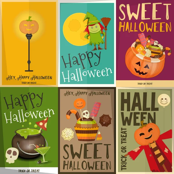 Ensemble d'affiches Halloween — Image vectorielle
