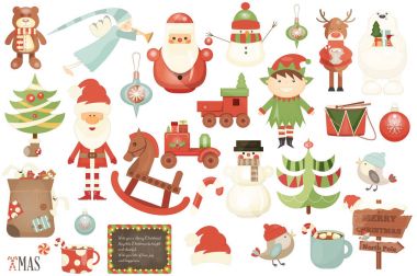 Mutlu Noeller karakterler ve Xmas öğeleri