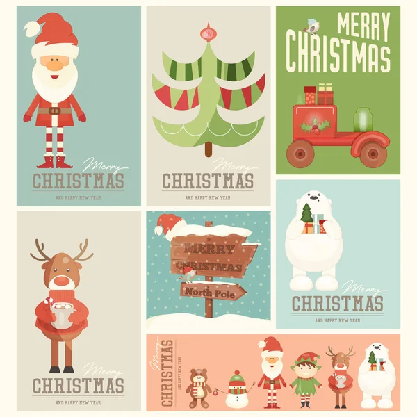 Merry Christmas Posters instellen — Stockvector
