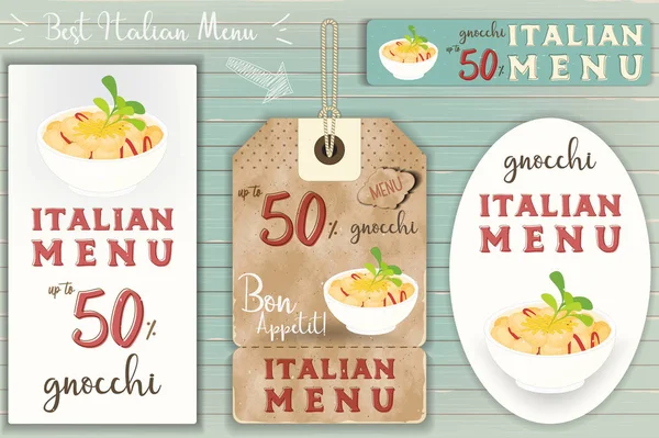 Set Adesivi Gnocchi Italiani — Vettoriale Stock