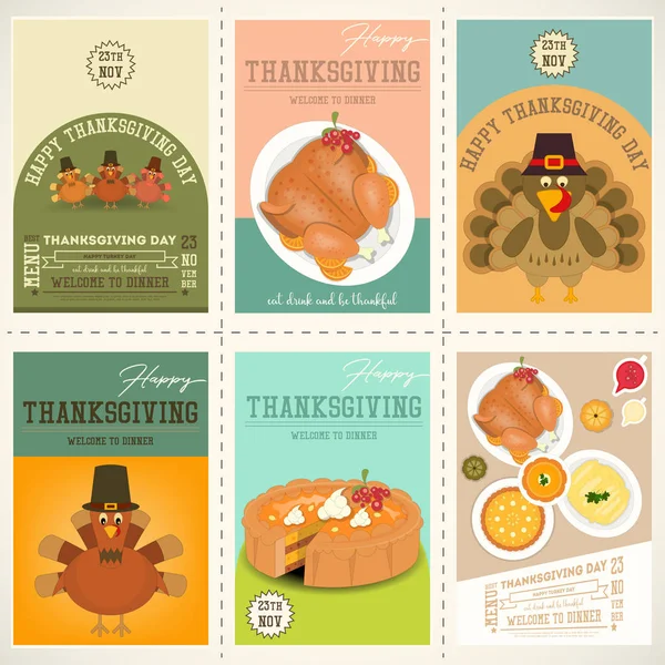 Día de Acción de Gracias Carteles Set — Archivo Imágenes Vectoriales