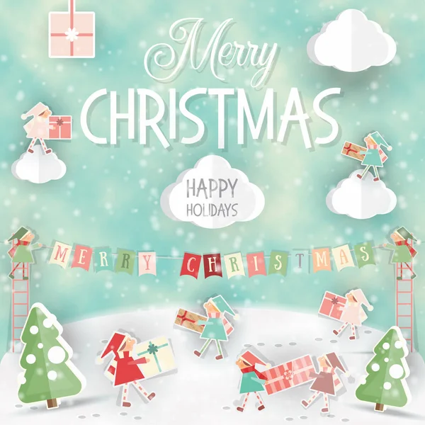 Feliz tarjeta de felicitación de Navidad — Vector de stock