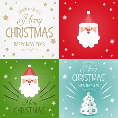 Neşeli Noel tebrik kartları ayarla