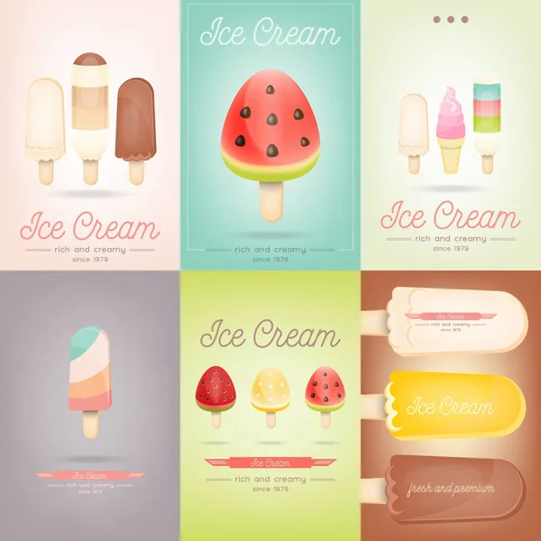 Set poster per gelato — Vettoriale Stock