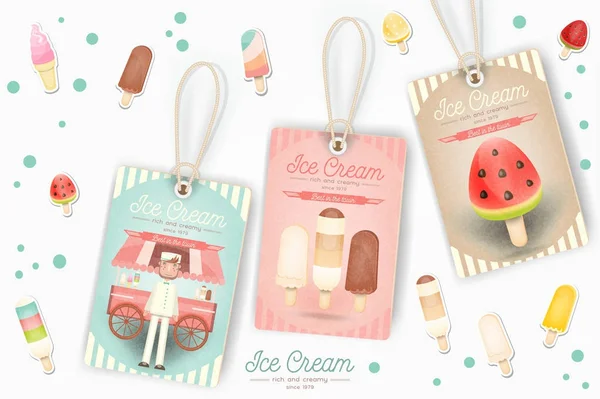 Ice Cream Tags — Stock Vector