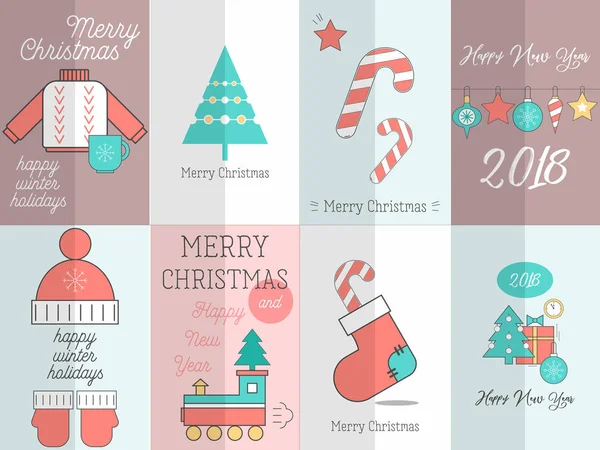 Joyeux Noël Affiches de voeux Set — Image vectorielle