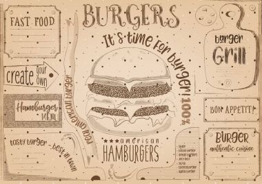 Kraft kağıt üzerinde Burger Amerikan Servisi