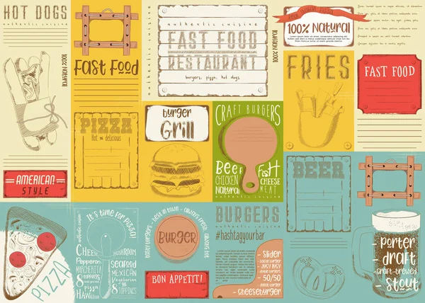 Fast-Food-Restaurant Tischset — Stockvektor