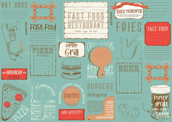 Fast Food Restaurant Placemat — Stockvector