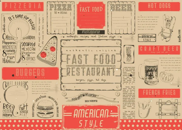 Fast Food Restoran Amerikan Servisi — Stok Vektör