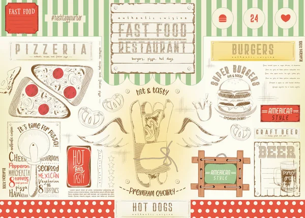 Fast Food Restaurante Placemat —  Vetores de Stock
