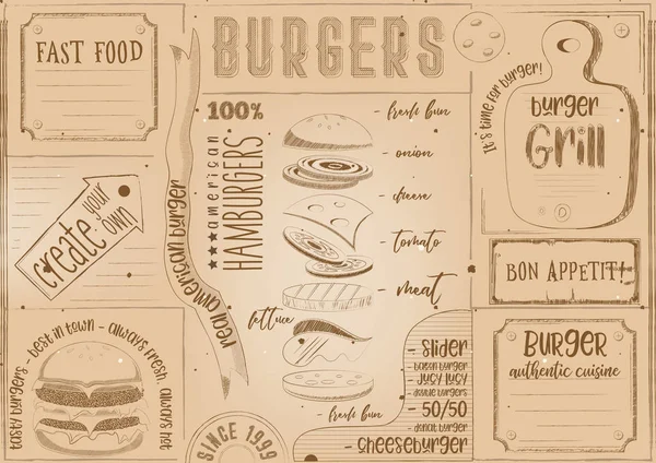 Tapis de table Burger Place pour le texte — Image vectorielle